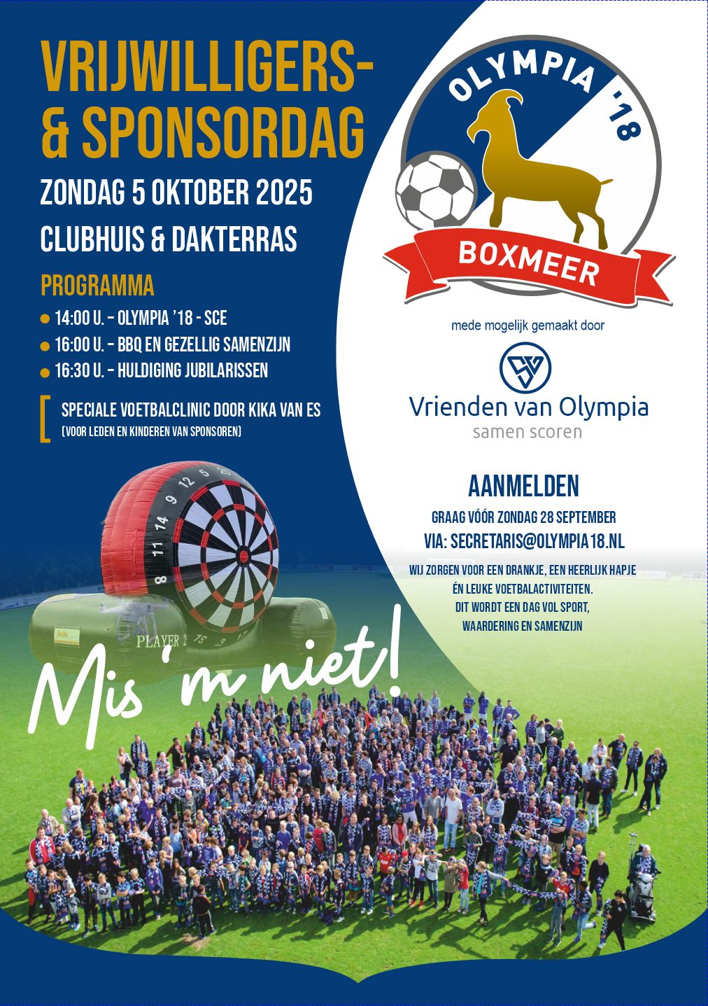 5 oktober Dag voor vrijwilligers en sponsors