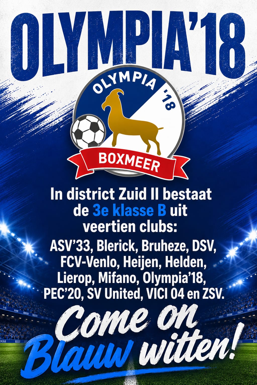 Indeling Olympia'18 heren 1 bekend